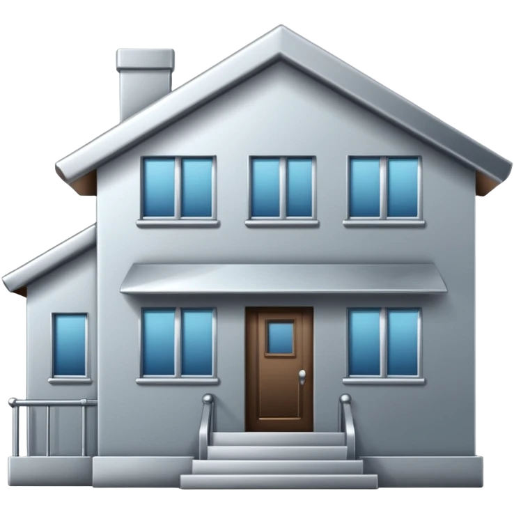 House with a metallic silver chrome finish emoji