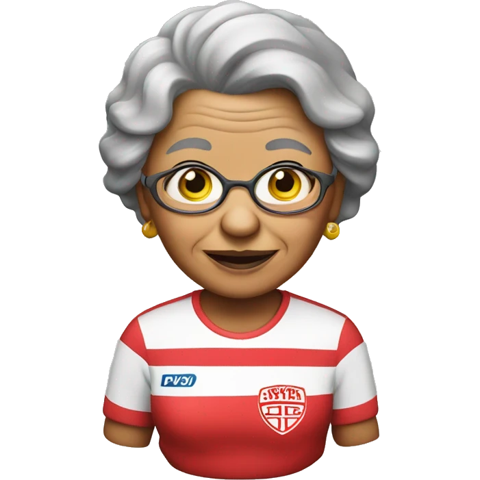 grandma with PSV shirt emoji