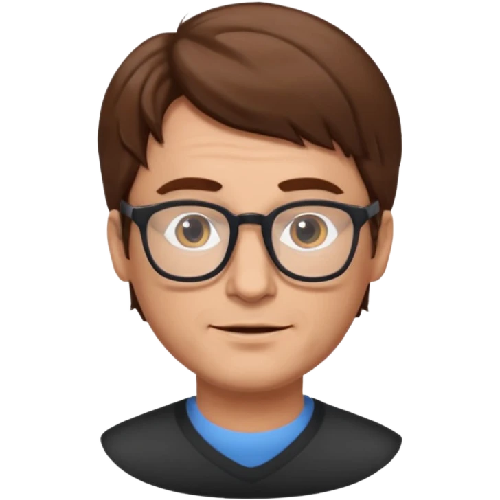 Un locutor de radio, pelo moreno, con gafas, entrado en años emoji
