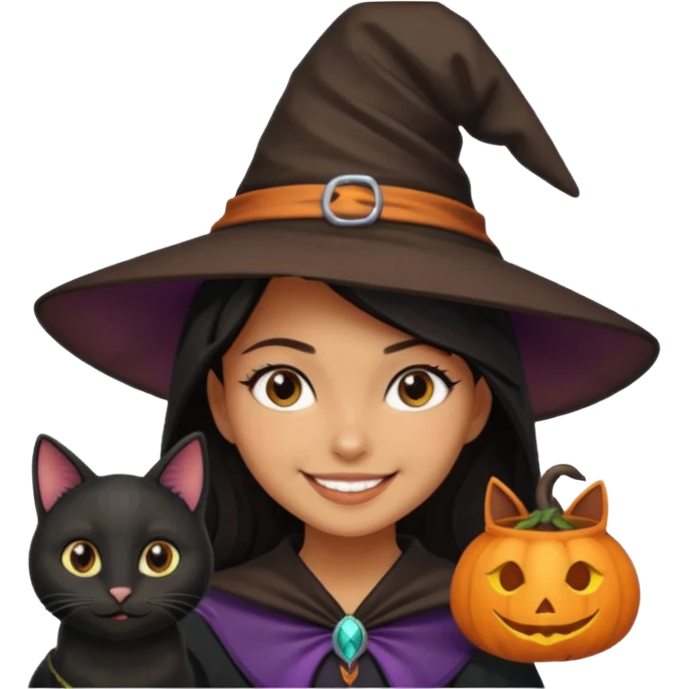 Make emoji of girl witch black cat emoji