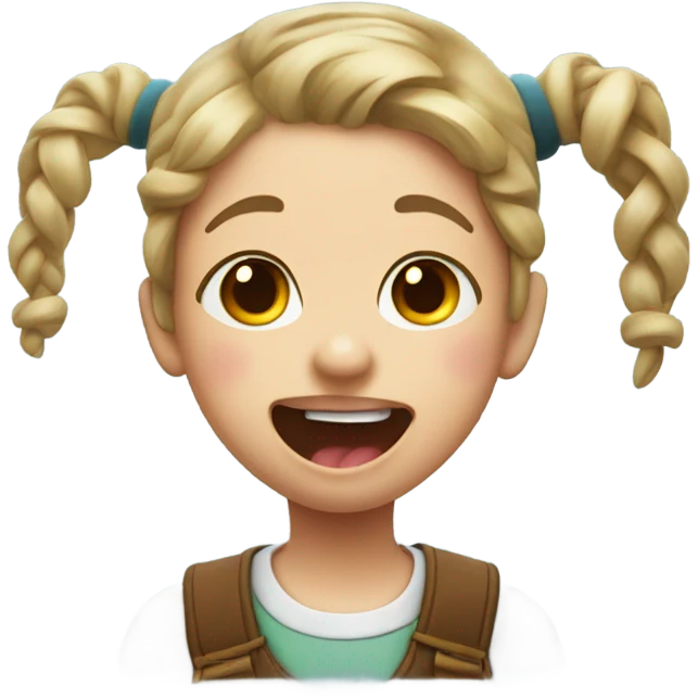 kid with pigtails and tongue sticking out emoji