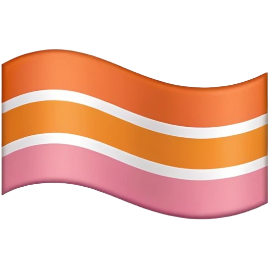lesbian pride flag emoji with seven horizontal stripes: dark orange, orange, light orange, white, pink, dusty pink, and dark rose. emoji