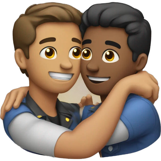 gay guy hugging another gay men emoji
