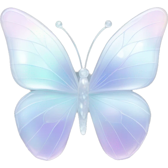Pastel white iridescent glass crystal butterfly emoji