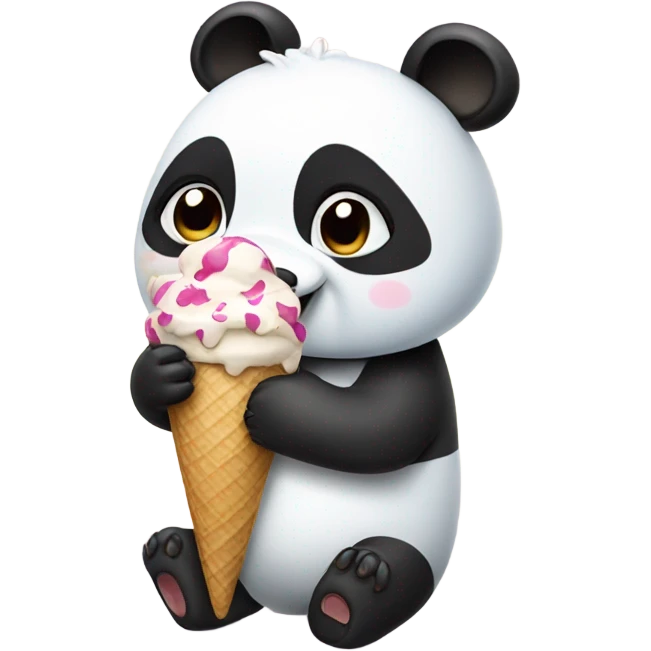 Panda eating ice cream emoji
