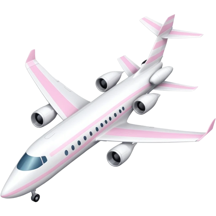 White plane with pastel pink stripes with one jet under each wing emoji