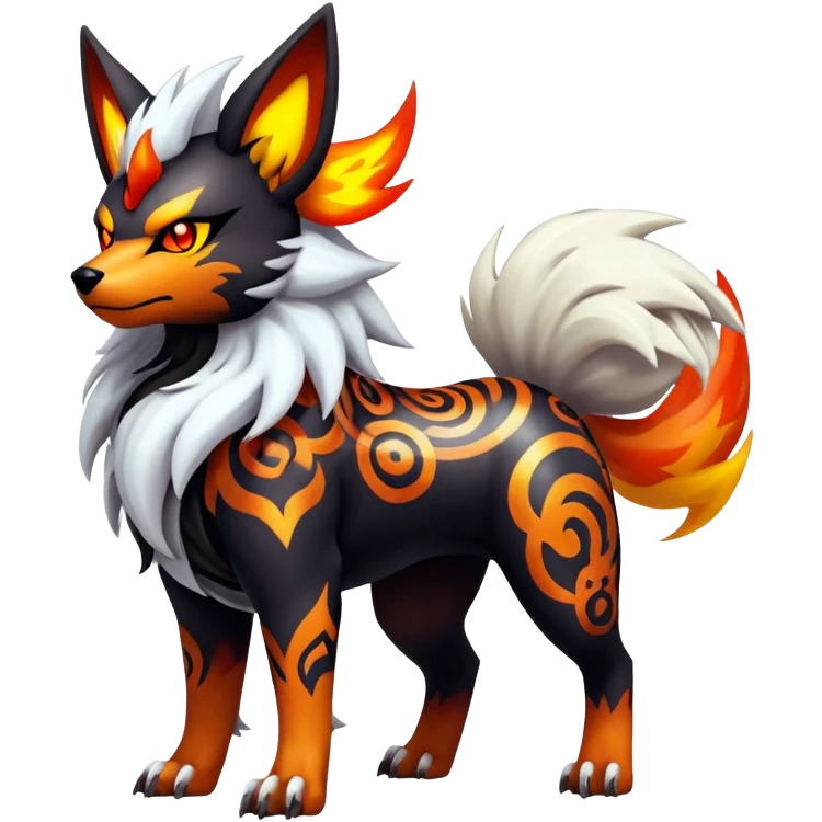 Shiny Gothic Exotic Punk’ish Cool Colorful Epic Futuristic Houndoom-Arcanine-Zorua-Torracat-Pokémon-Fakémon-hybrid-creature emoji