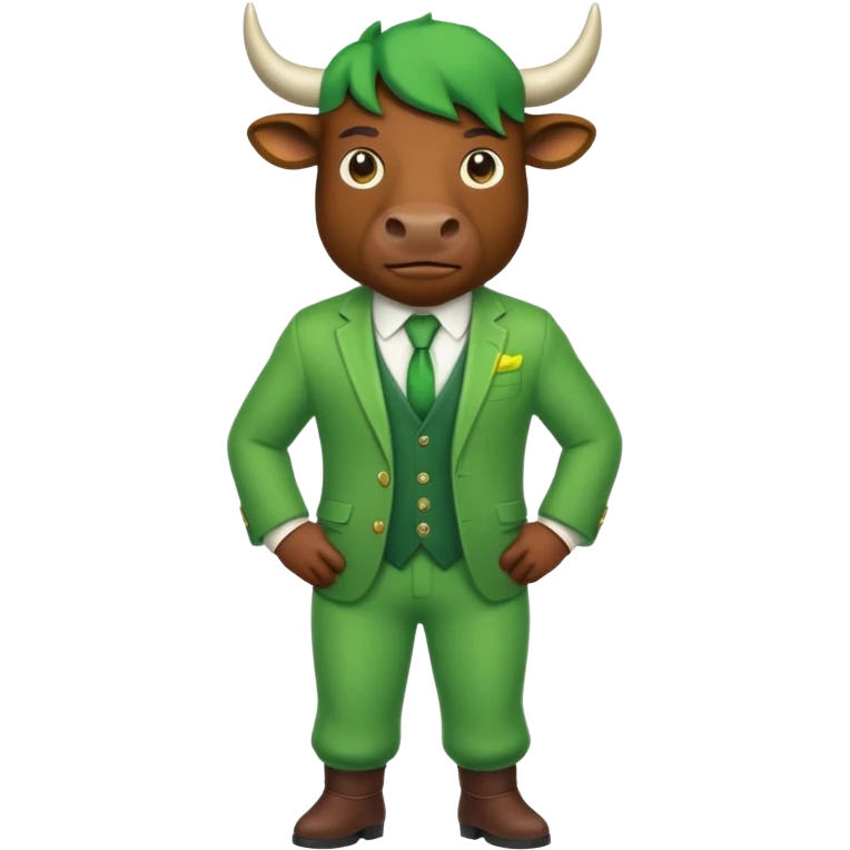 Green bull with clothes emoji