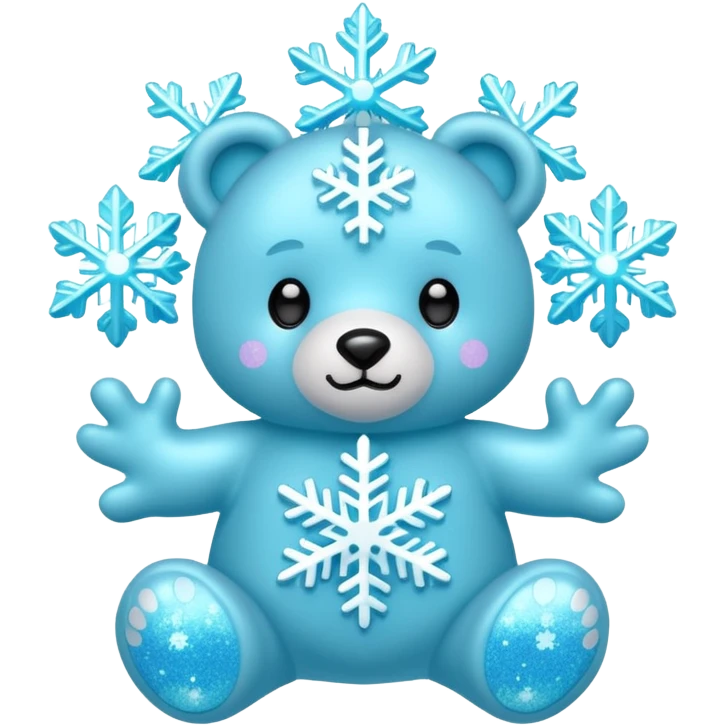 glitter bear with cyan snowflake emoji