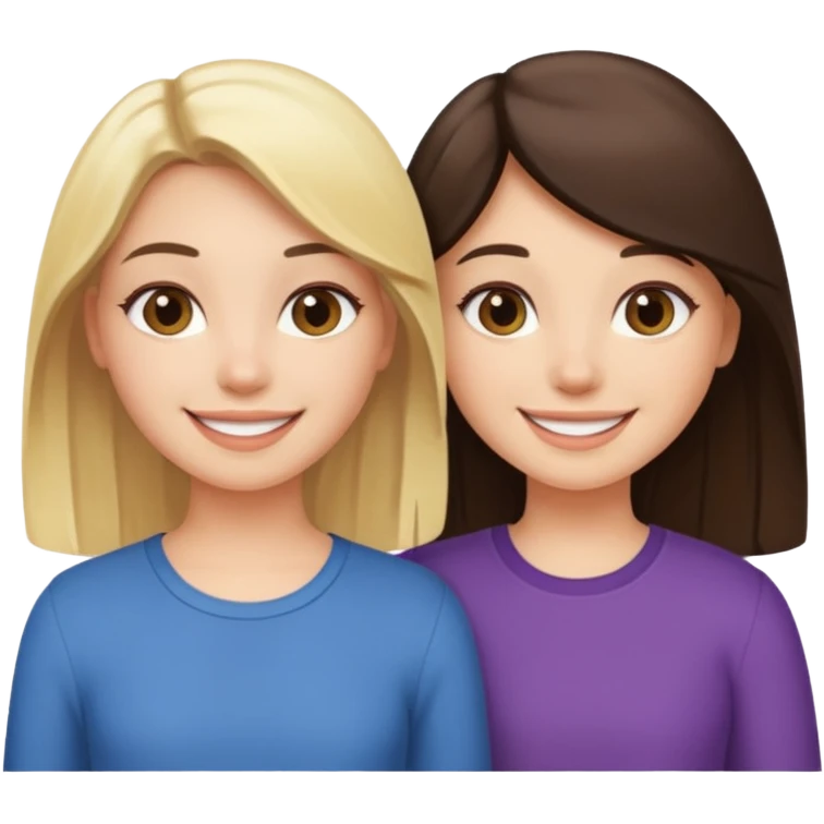 a brunette girl and a blonde girl smiling friends emoji