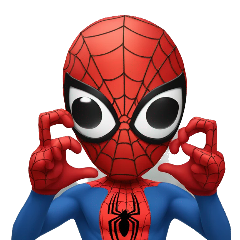 Spiderman making heart hands emoji