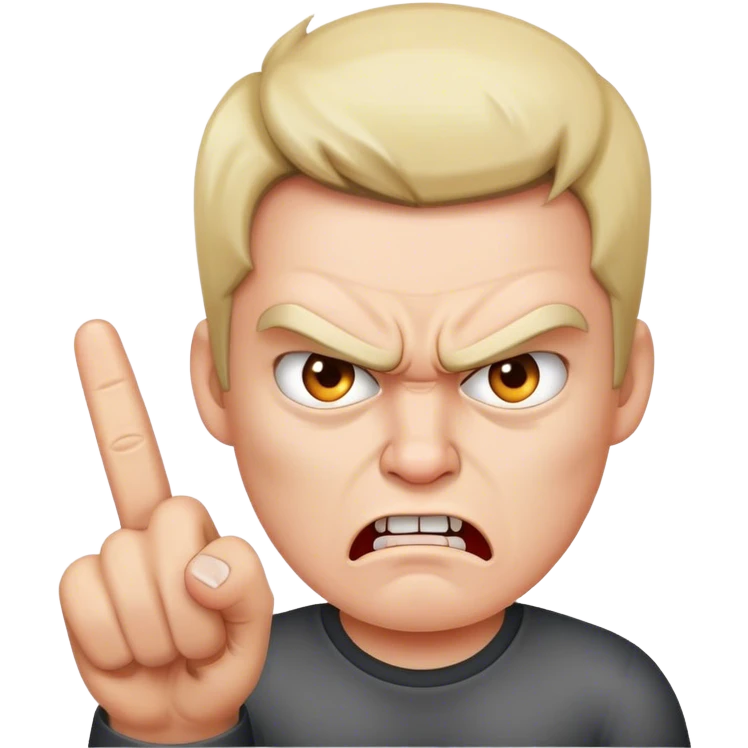 Angry face emoji with middle finger emoji