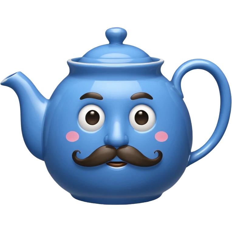 a blue teapot with mustache  emoji