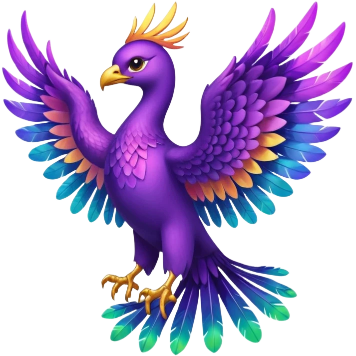 a  all purple pheonix with wings spread out emoji