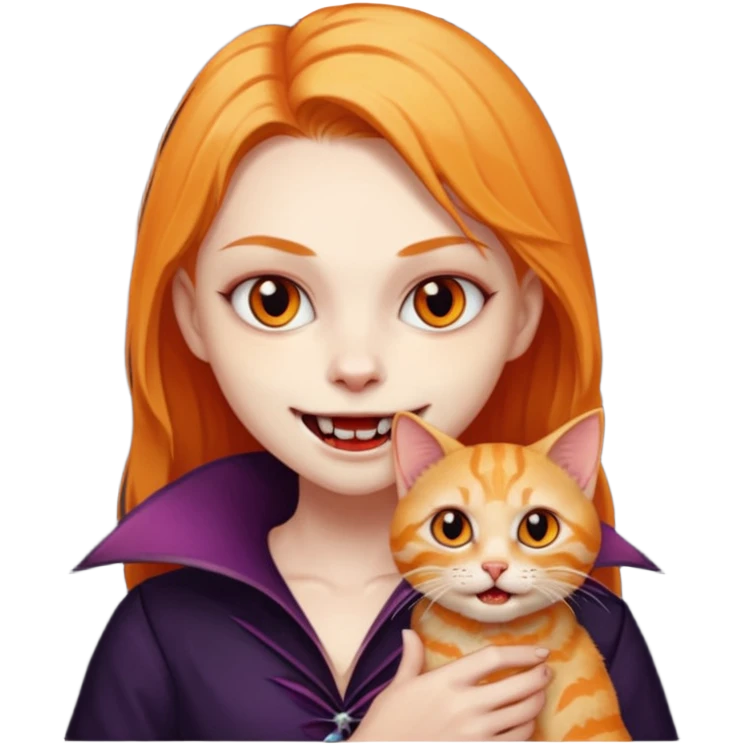 vampire cradling orange tabby emoji