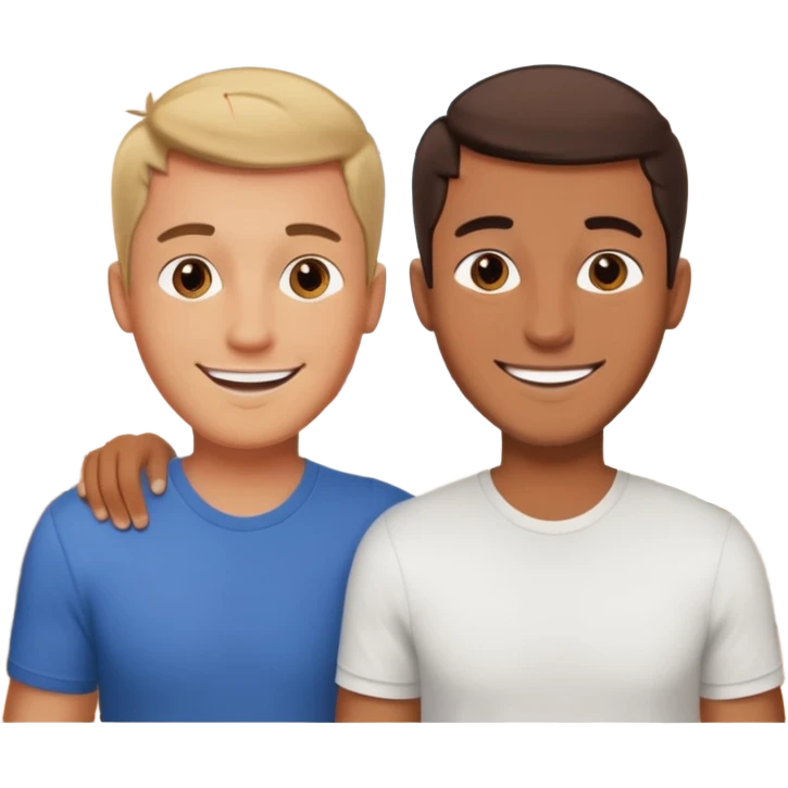 dos amigos hombres que comparten arquiler atras en una casa emoji