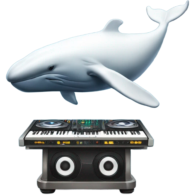 a whale playing on a dj table emoji