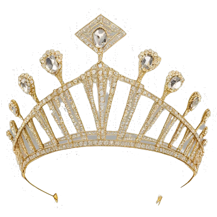 art deco 1920's tiara gold crystals no background emoji
