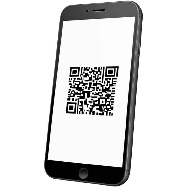 smartphone with QR code displayed on screen emoji