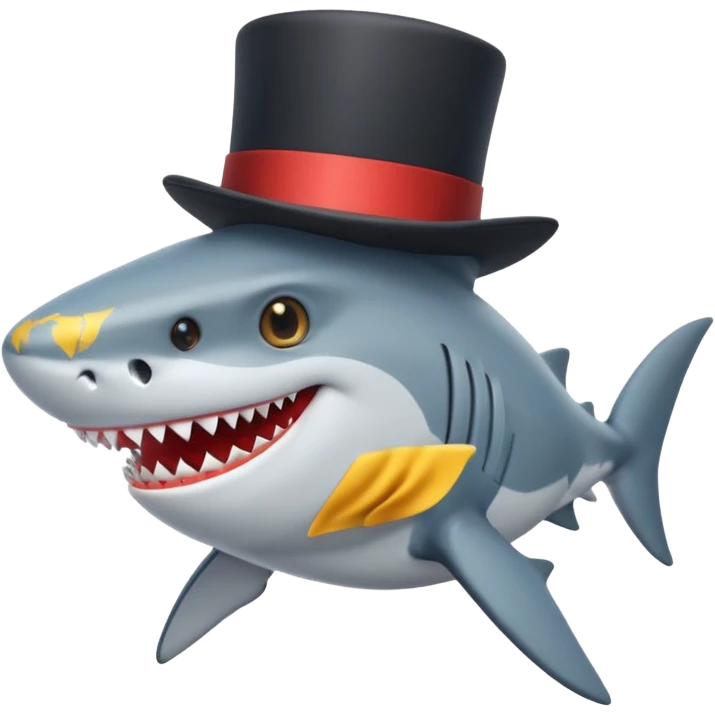 Shark with a top hat emoji