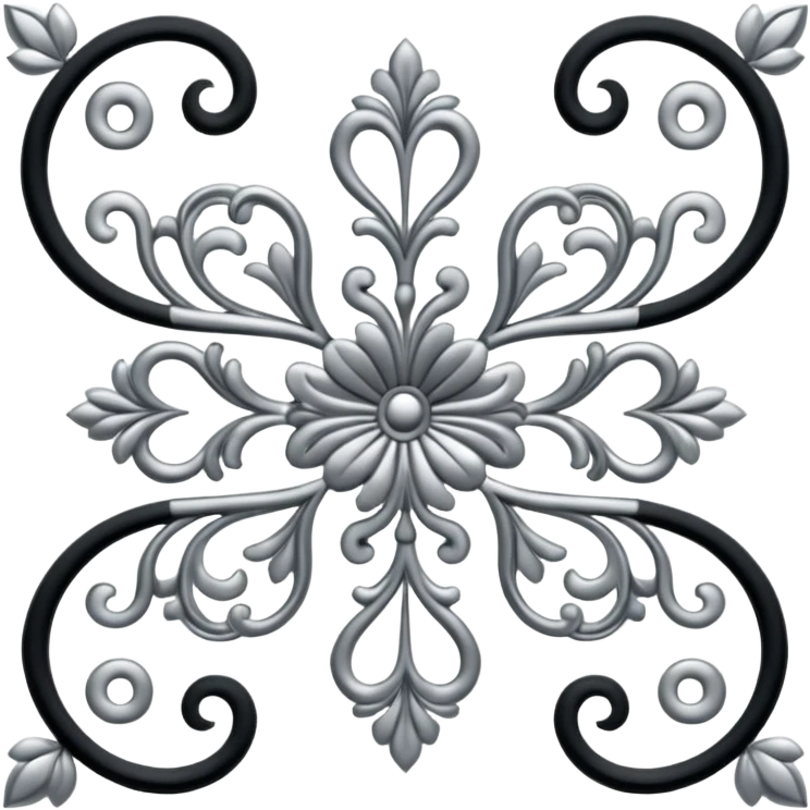 Black and silver filigree page divider, 3D, extremely detailed design emoji