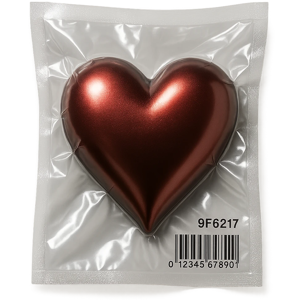 heart with metallic sheen in vacuum-sealed style emoji