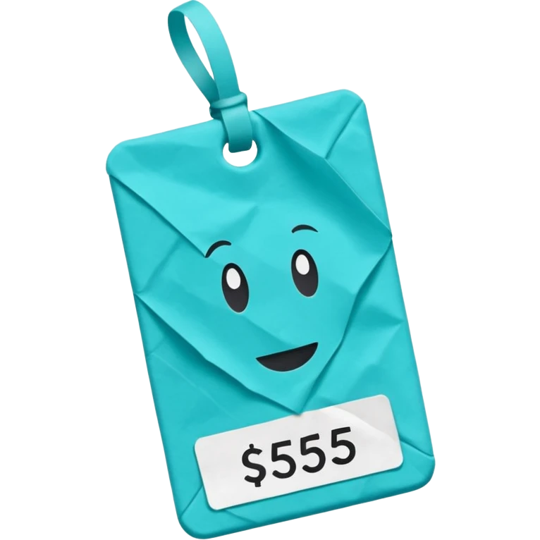 price tag emoji with turquoise color and text $5 emoji