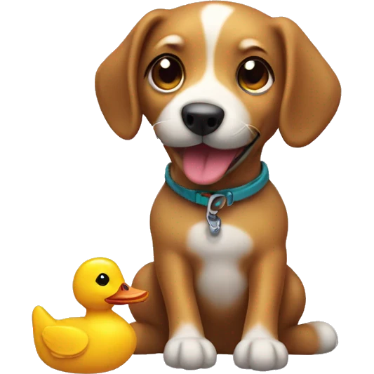Dog playing duck toy emoji