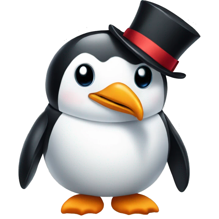 penguin with tophat and bowtie emoji