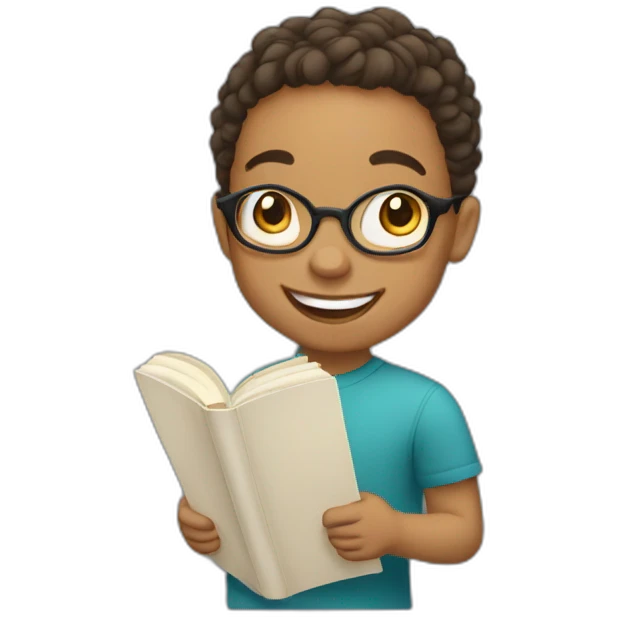 enthusiastic light-skinned child reader emoji