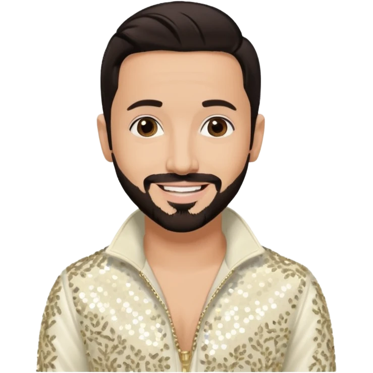 AJ McLean from Backstreet Boys with dark brown hair, ivory sequin outfit emoji