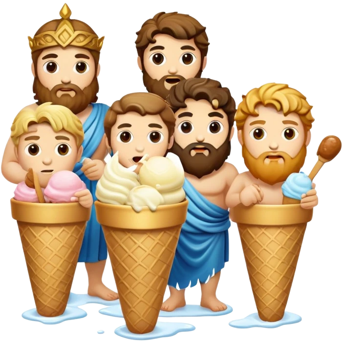Zeus and other Greek gods enjoying ice cream emoji