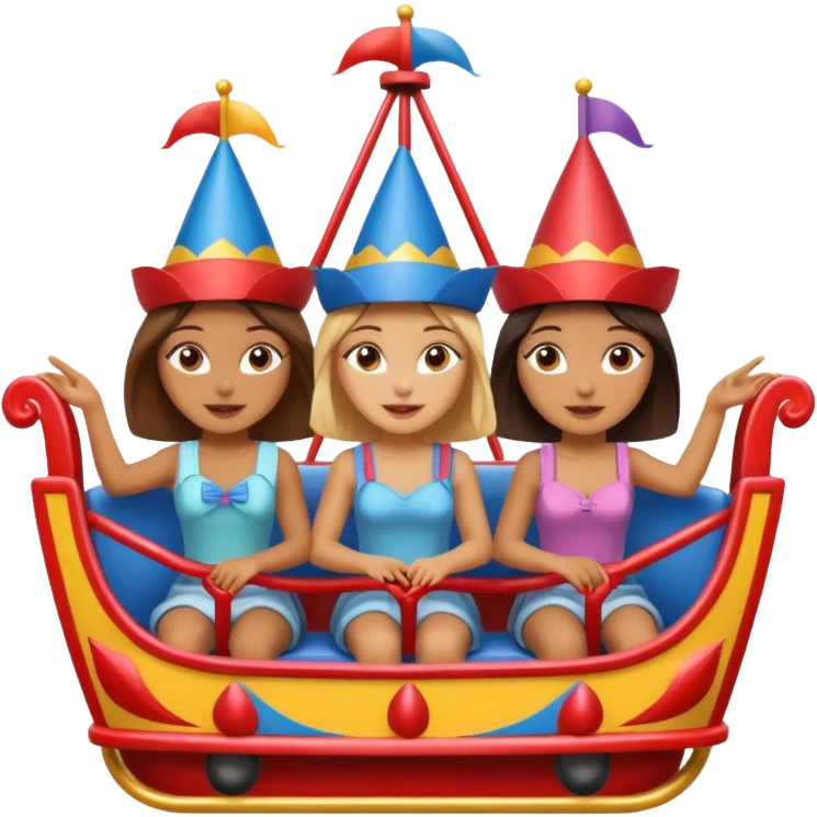 Quatro chicas subidas en una atracción emoji