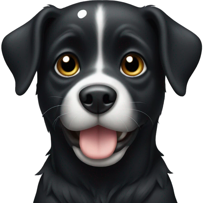 black dog with white spots. on the chest emoji