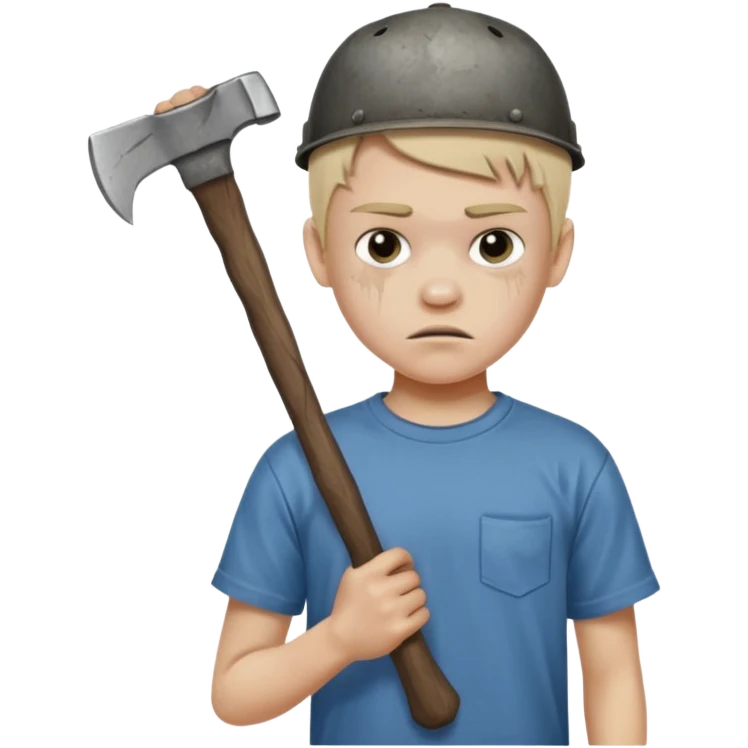 13 y/o Brian robeson at the beginning of Hatchet
distressed, has hatchet emoji