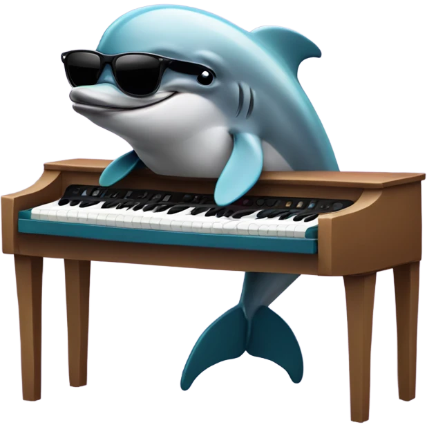 Dolphin with sunglasses playing the keyboard  emoji