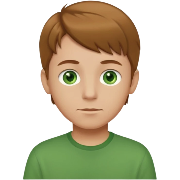 boy with light brown hair and green eyes with green shirt emoji