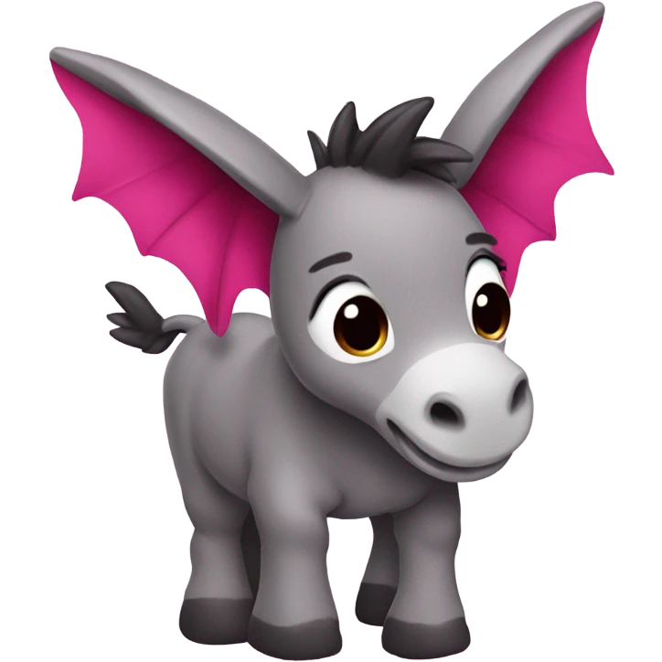 cute Donkey with dark pink dragon wings emoji