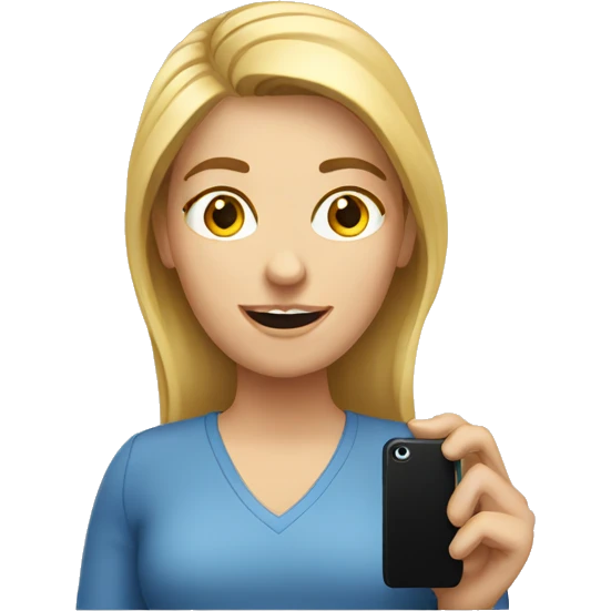 white woman showing phone emoji
