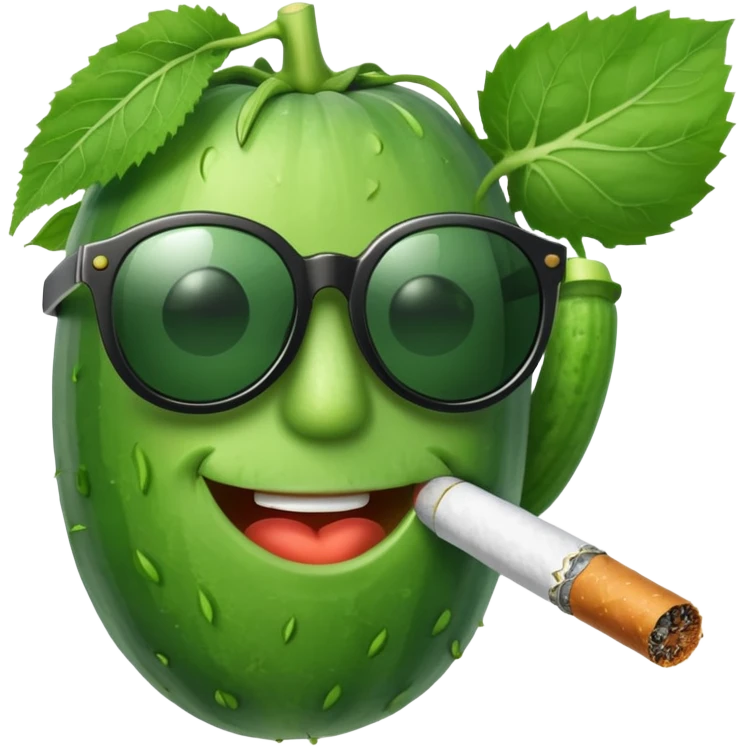 cucumber smoking a cigarette and smirking with sunglasses on emoji