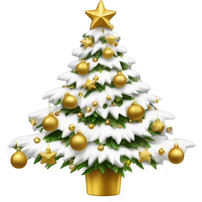 vallina Christmas tree with white and gold decorations emoji