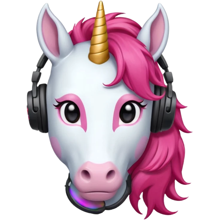 headphone wearing unicorn with red hair emoji