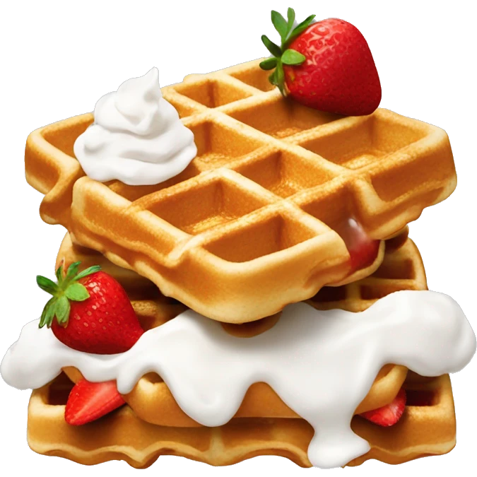 waffles with whipped cream and strawberries emoji