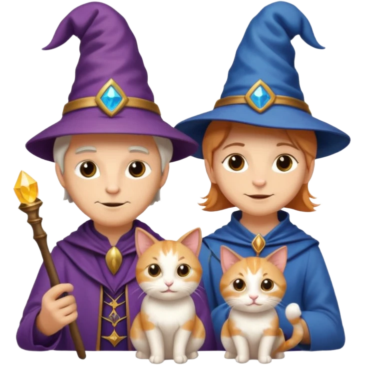 magician couple and their pet cat emoji