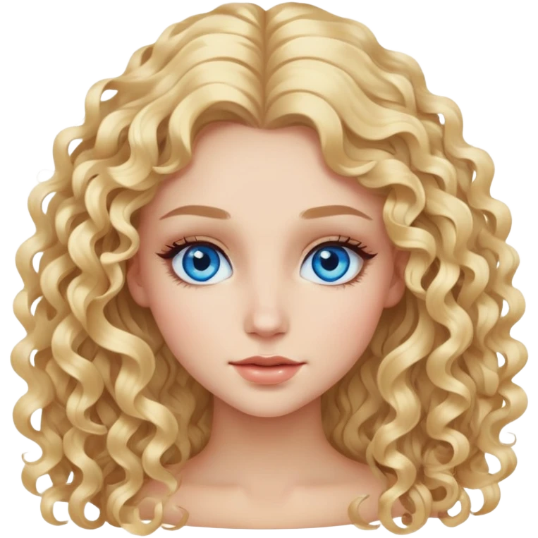 beautiful girl with long curly blonde hair, blue eyes, long eyelashes emoji