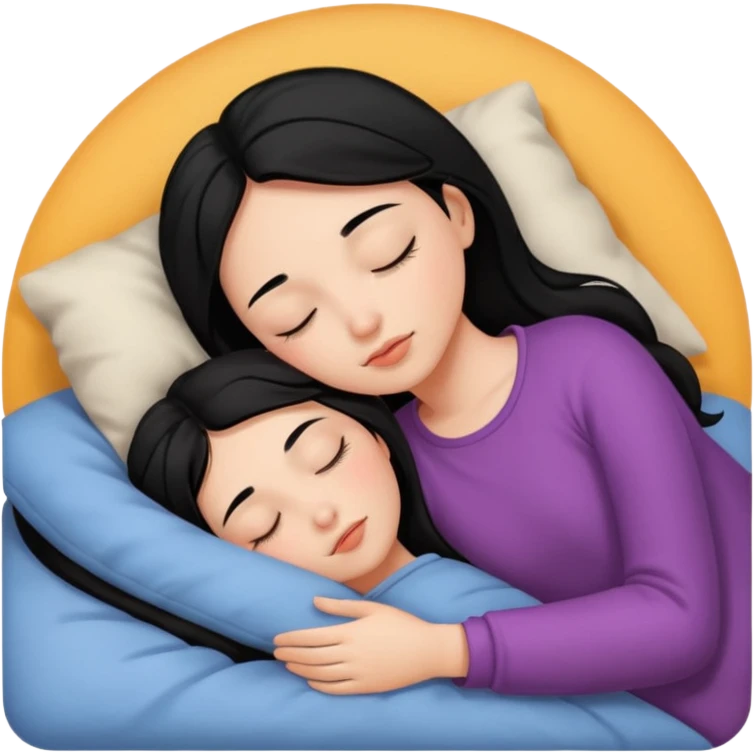 Girl with black hair sleeping emoji