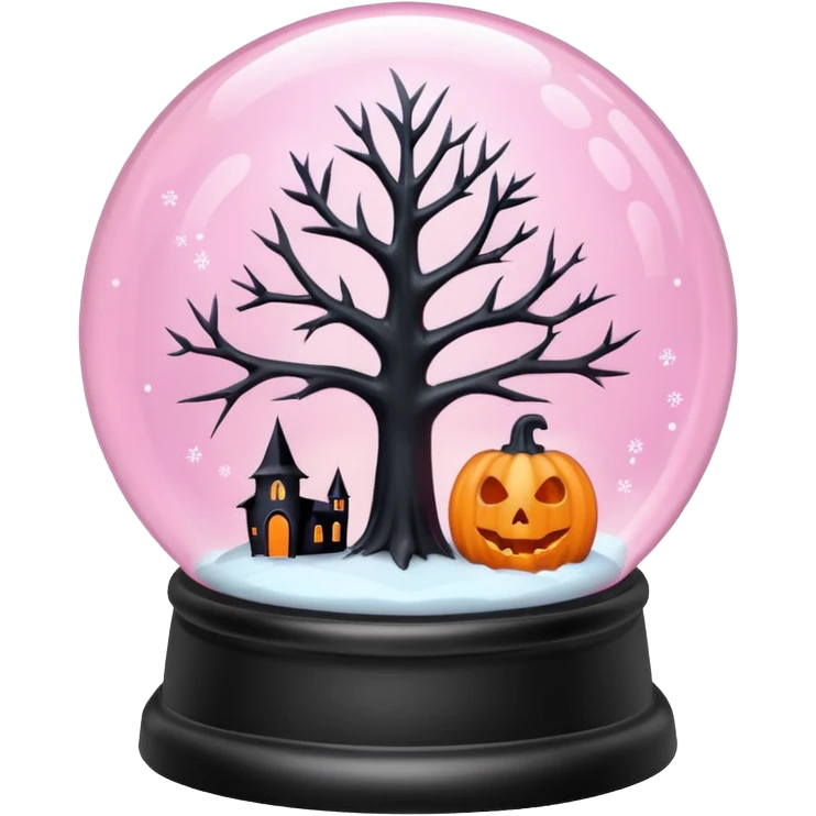 pastel pink orange halloween  tree snow globe emoji