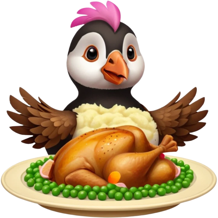 pink puffin pink feathers roast dinner emoji