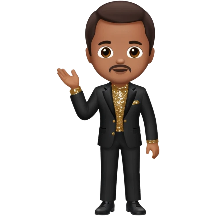 Berry Gordy with dark brown hair, dark brown sequin outfit  emoji
