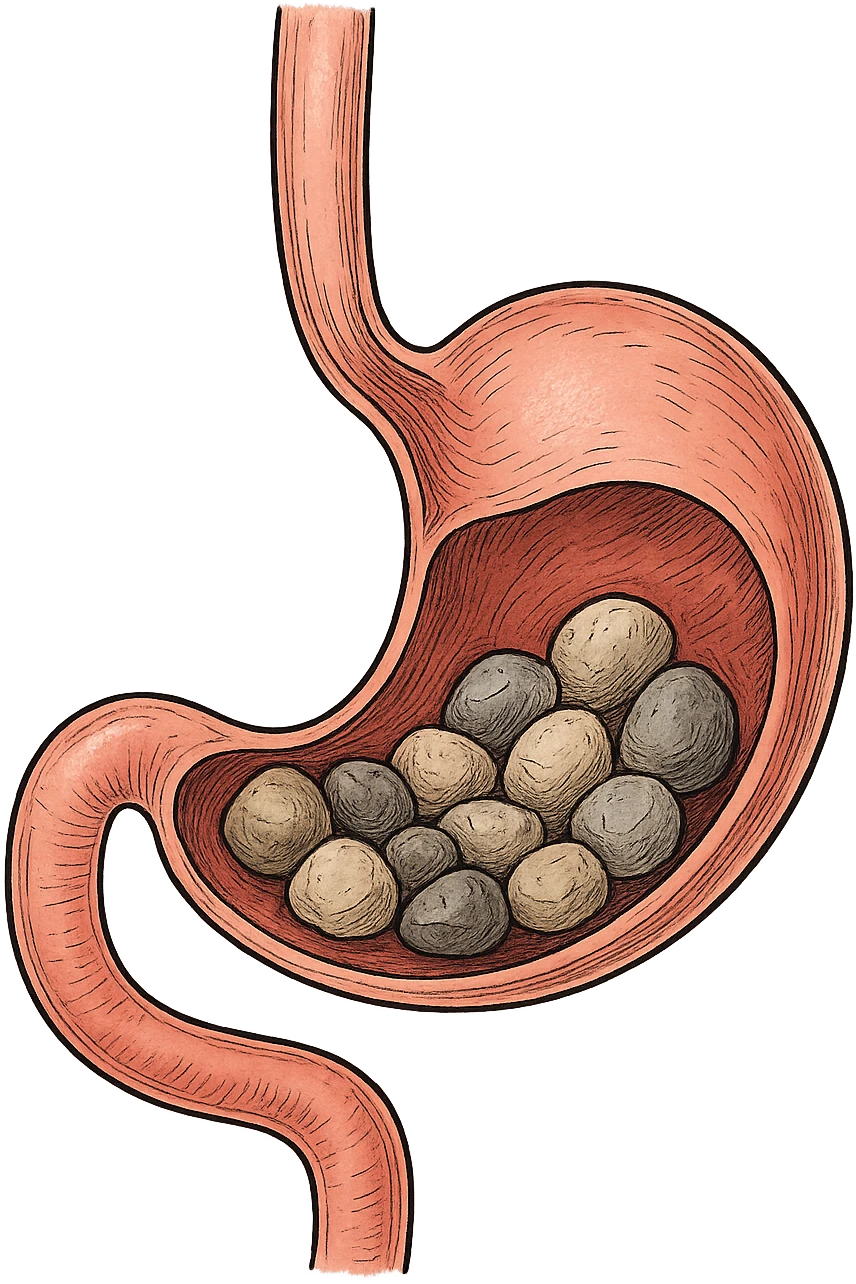 Sassi nello stomaco durante la digestione emoji